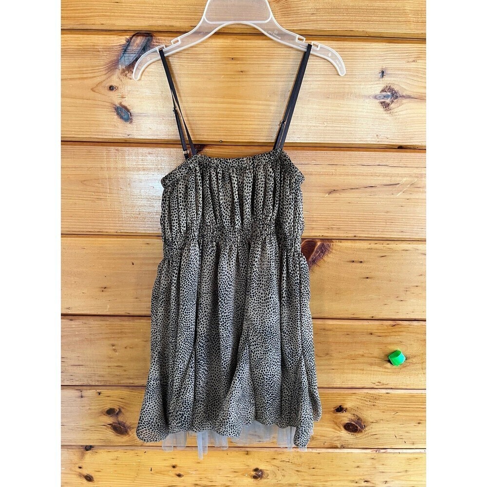 Beautiful Strapless Mini Dress with Animal Print Babydoll Tulle hem M